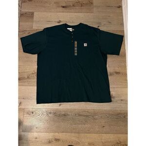 Carhartt Men's Green Henley T-shirt Short Sleeve Pocket  Mens 4XL Original Fit